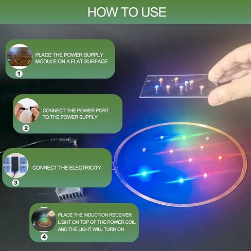 وحدة أضواء ملونة تحريضية لاسلكية، مسافة استشعار 0-8 بوصة، 20 مصباح LED ساطع أوتوماتيكي متعدد الألوان وامض عروض علمية لتزيين الألعاب بنفسك (وحدة إضاءة لاسلكية، عدد، 1.0) in Saudi Arabia