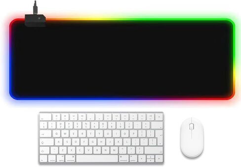لوحة ماوس ألعاب كبيرة RGB، لوحة ماوس ألعاب ممتدة لمكتب كامل مقاس XL، 14 وضعًا متوهجًا، 7 ألوان LED، تحكم وسرعة متوازنة - قاعدة مطاطية غير قابلة للانزلاق وسطح قماش أملس in Saudi Arabia