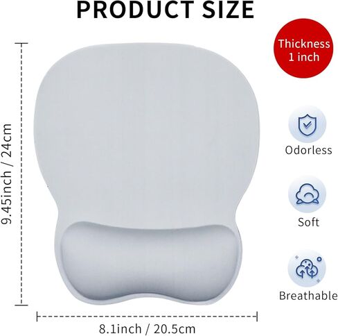 Mouse Pad with Gel Wrist Support, Comfortable Mousepad with Smooth Wrist Rest Surface and Non-Slip PU Base for Office and Home Laptop, Computer, 9.4 x 8.1 inch, Navy Blue in Saudi Arabia