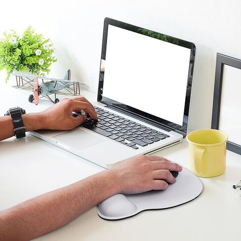 Mouse Pad with Gel Wrist Support, Comfortable Mousepad with Smooth Wrist Rest Surface and Non-Slip PU Base for Office and Home Laptop, Computer, 9.4 x 8.1 inch, Navy Blue in Saudi Arabia
