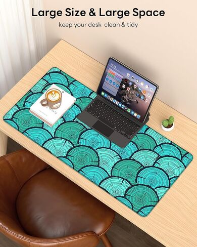 XL Gaming Mouse Pad, 31.5x17.5'' Large Desk Mat with Anti-Slip Rubber Base & Stitched Edges for Gaming, Office, Home - Van Gogh Cat in Kuwait