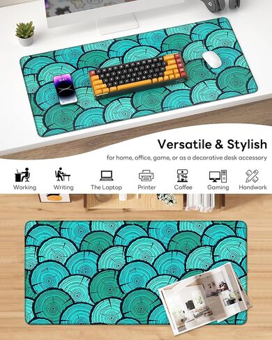 XL Gaming Mouse Pad, 31.5x17.5'' Large Desk Mat with Anti-Slip Rubber Base & Stitched Edges for Gaming, Office, Home - Van Gogh Cat in Kuwait