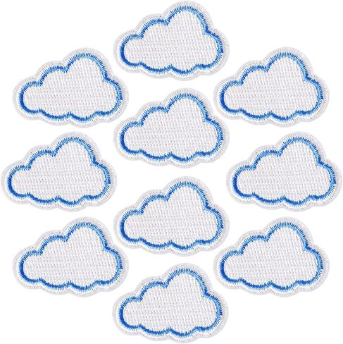 10 Pieces Mini Cloud Iron On Patches, Sew On Tiny Cloud Embroidered Patch Appliques for Clothing Dress Jackets Backpacks Pants Caps DIY Craft Decoration in Saudi Arabia
