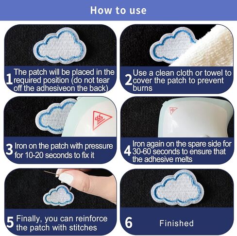 10 Pieces Mini Cloud Iron On Patches, Sew On Tiny Cloud Embroidered Patch Appliques for Clothing Dress Jackets Backpacks Pants Caps DIY Craft Decoration in Saudi Arabia