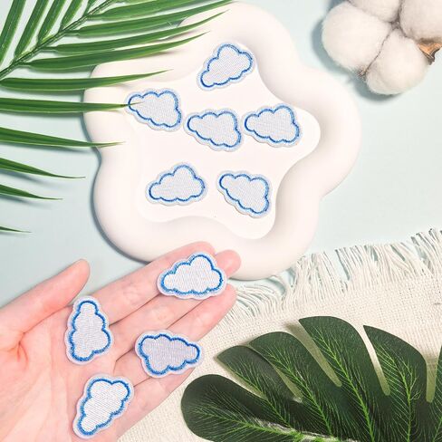 10 Pieces Mini Cloud Iron On Patches, Sew On Tiny Cloud Embroidered Patch Appliques for Clothing Dress Jackets Backpacks Pants Caps DIY Craft Decoration in Saudi Arabia