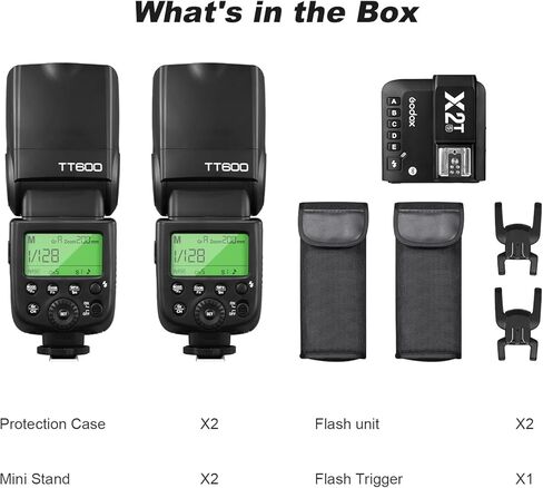 Godox 2X TT600 HSS 2.4G Wireless Master/Slaver Flash Speedlite وجهاز الاستقبال Godox X2T-N مجموعة إرسال الزناد عن بعد المدمج في نظام Godox X المتوافق مع كاميرات نيكون in Saudi Arabia