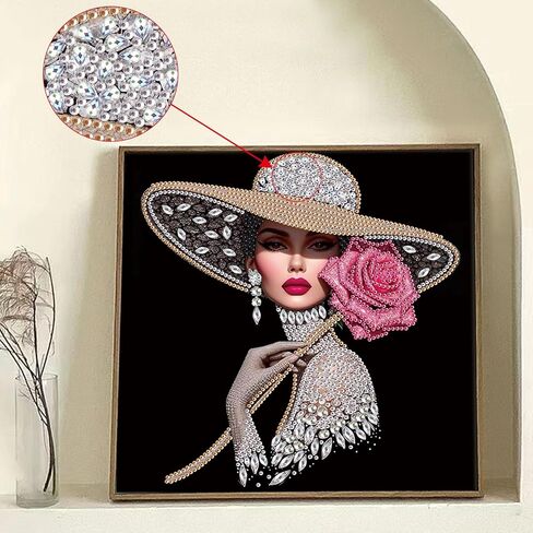 Lady Diamond Painting Kits for Adults, 5D Special Shape Diamond Art Kits for Beginners, Crystal Rhinestones Painting for Home Wall Decoration, 12×12 Inch in Saudi Arabia