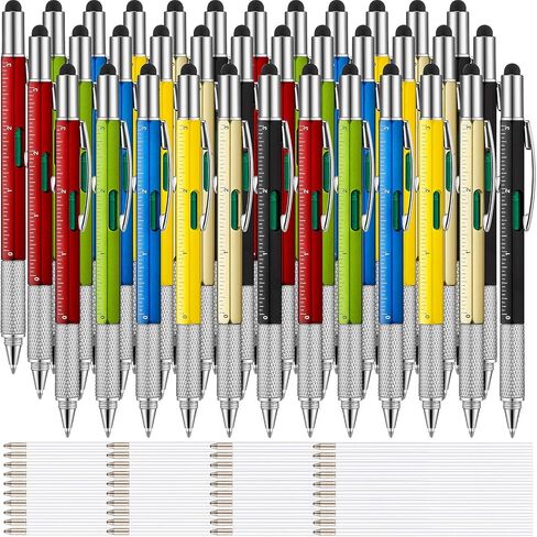 Zonon 36 Pcs 6 in 1 Multitool Tech Pen with Ruler Level Gauge Screwdriver Multifunction Touch Screen Ballpoint Pens and Black Ink Refills for Birthday Party Gift(Assorted Colors) in Saudi Arabia