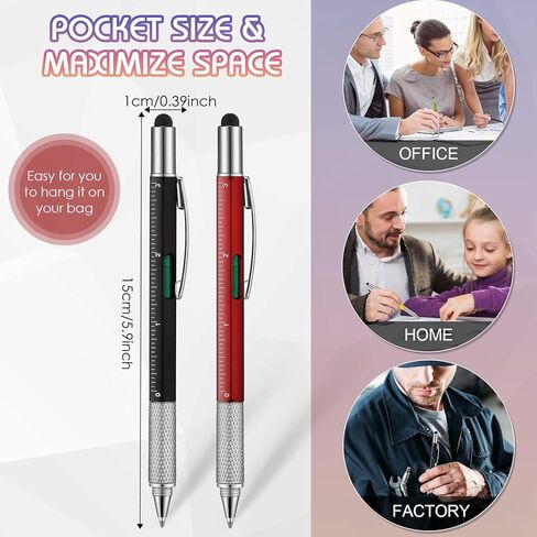 Zonon 36 Pcs 6 in 1 Multitool Tech Pen with Ruler Level Gauge Screwdriver Multifunction Touch Screen Ballpoint Pens and Black Ink Refills for Birthday Party Gift(Assorted Colors) in Saudi Arabia