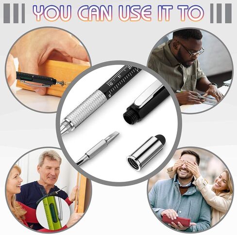 Zonon 36 Pcs 6 in 1 Multitool Tech Pen with Ruler Level Gauge Screwdriver Multifunction Touch Screen Ballpoint Pens and Black Ink Refills for Birthday Party Gift(Assorted Colors) in Saudi Arabia