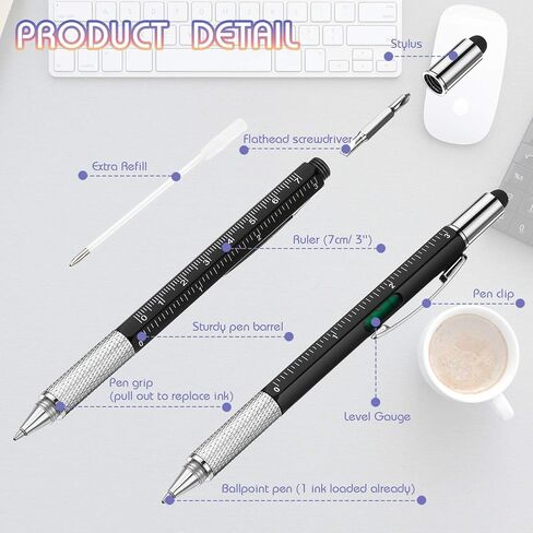 Zonon 36 Pcs 6 in 1 Multitool Tech Pen with Ruler Level Gauge Screwdriver Multifunction Touch Screen Ballpoint Pens and Black Ink Refills for Birthday Party Gift(Assorted Colors) in Saudi Arabia