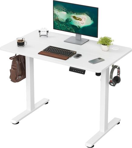 Casaphoria 40 x 24 inches Electric Standing Desk, Sit to Stand Desk with Memory Height Adjustment, Home Office Computer Desk for Writing and Games, White in Saudi Arabia