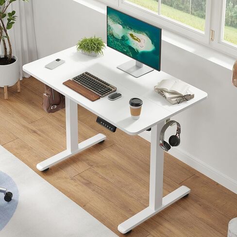 Casaphoria 40 x 24 inches Electric Standing Desk, Sit to Stand Desk with Memory Height Adjustment, Home Office Computer Desk for Writing and Games, White in Saudi Arabia