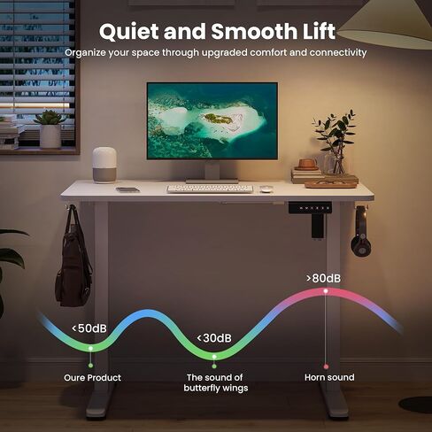 Casaphoria 40 x 24 inches Electric Standing Desk, Sit to Stand Desk with Memory Height Adjustment, Home Office Computer Desk for Writing and Games, White in Saudi Arabia