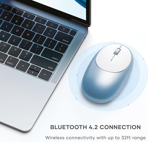 Satechi Mouse for MacBook Pro – M1 Wireless Mouse with Rechargeable Type C Port – Bluetooth Mouse for Mac, Mac Mini, iMac Pro/iMac, iPad Pro M2, iPad Pro/Air M1 M2 & More - Blue in Kuwait