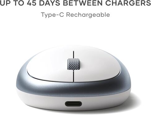 Satechi Mouse for MacBook Pro – M1 Wireless Mouse with Rechargeable Type C Port – Bluetooth Mouse for Mac, Mac Mini, iMac Pro/iMac, iPad Pro M2, iPad Pro/Air M1 M2 & More - Blue in Kuwait