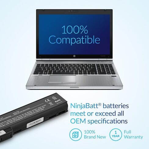NinjaBatt Battery for HP 8460P 628668-001 8470P 8570P 628666-001 628670-001 6560B CC06 631243-001 CC09 CC06XL 634089-001 634087-001 6465B 6470B 6460B - High Performance [6 Cells/4400mAh/48Wh] in Saudi Arabia