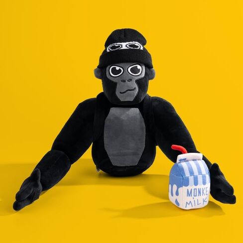 Official Monke Plush, Poseable Arms with Accessories: Backpack, Beanie & Milk Carton (18 Inch) in Saudi Arabia