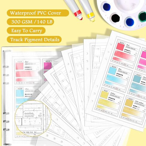 1 Pack A5 Watercolor Swatch Book Painters Color Diary Watercolor 15 Sheets Water Water Color Paper for Artists 140lb 100% Cotton 16 Sheets Glassine Coloring Book Binder for 6 Ring in Saudi Arabia