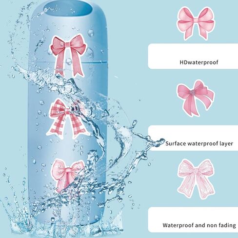 100 Pcs Cute Bowknot Stickers Pink Cartoon Bow Stickers for Kids Girls Women Kawaii Waterproof Sticker DIY Decorative Adhesive Sticker for Water Bottle Crafts Scrapbook (100Pcs Pink Bowknot) in Saudi Arabia