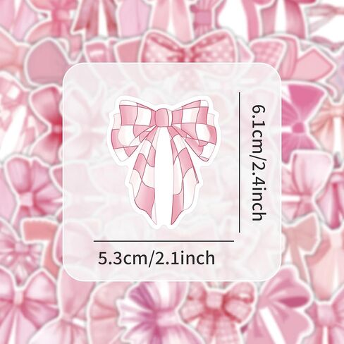 100 Pcs Cute Bowknot Stickers Pink Cartoon Bow Stickers for Kids Girls Women Kawaii Waterproof Sticker DIY Decorative Adhesive Sticker for Water Bottle Crafts Scrapbook (100Pcs Pink Bowknot) in Saudi Arabia