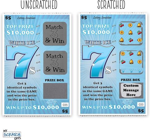 My Scratch Offs Custom Message Scratch Off Lotto Lottery Replica Card Gag Gift- Blue White Ice 7's 4 x 6 Inches - 1 Scratcher Ticket in Saudi Arabia