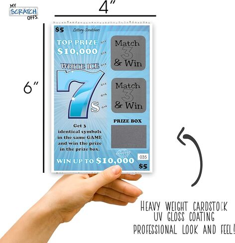 My Scratch Offs Custom Message Scratch Off Lotto Lottery Replica Card Gag Gift- Blue White Ice 7's 4 x 6 Inches - 1 Scratcher Ticket in Saudi Arabia
