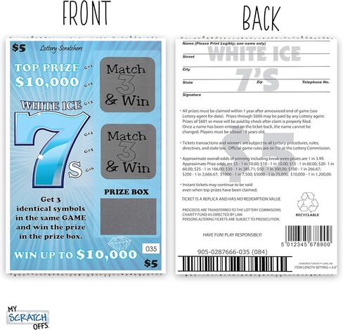 My Scratch Offs Custom Message Scratch Off Lotto Lottery Replica Card Gag Gift- Blue White Ice 7's 4 x 6 Inches - 1 Scratcher Ticket in Saudi Arabia