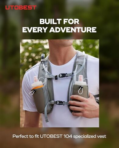 UTOBEST Soft Flask, 2 Pack Soft Flask Running Bottles 250ml,TPU Foldable Running Flask, Portable Collapsible Flask Handheld for Travel Traveling Hiking Cycling City Walk Orange in Kuwait