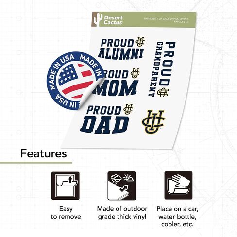 Desert Cactus Cal State Long Beach University California Dirtbags LBSU CSULB 49ers Sticker Vinyl Decal Laptop Water Bottle Car Scrapbook (Family Full Sheet) in Saudi Arabia