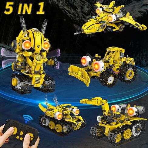 5 in 1 STEM Robot Building Kit with Remote & App Controll, Technic Coding Robotic Toys for Kids Ages 8-13 with LED-Lights Christmas Stocking Stuffer Birthday Gift for Boys & Girls Age 6--12+ (673PCS) in Saudi Arabia