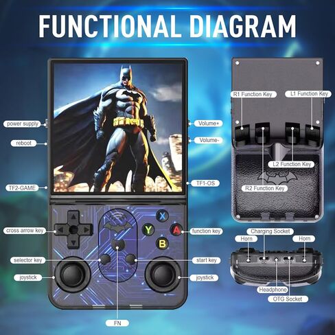 S600 Retro Handheld Game Console - 4.0 Inch IPS Display, 128GB Memory, Over 18,000 Classic Games, 3500mAh Battery, Perfect for Retro Gaming Addicts and Portable Fun, Black in Saudi Arabia
