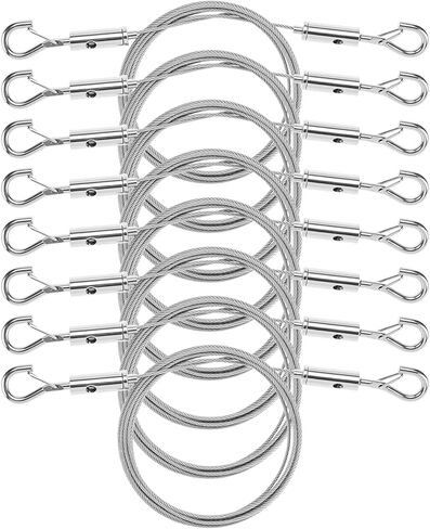 QWORK Picture Hanging Kit, 8 Pcs 6.6 ft Adjustable Mirror Frame Hanging Wire Kit, 304 Stainless Steel Cables with Hooks, Supports Up to 66 lbs in Saudi Arabia
