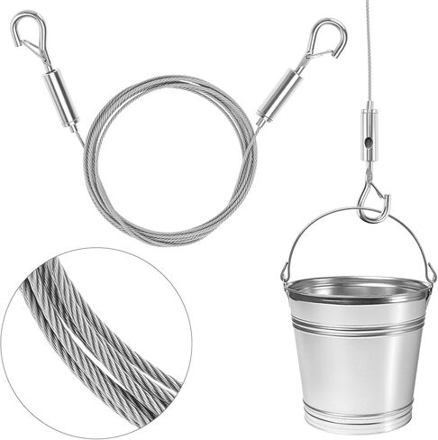 QWORK Picture Hanging Kit, 8 Pcs 6.6 ft Adjustable Mirror Frame Hanging Wire Kit, 304 Stainless Steel Cables with Hooks, Supports Up to 66 lbs in Saudi Arabia