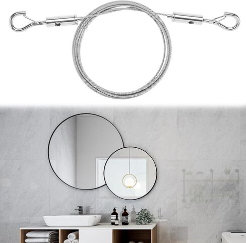 QWORK Picture Hanging Kit, 8 Pcs 6.6 ft Adjustable Mirror Frame Hanging Wire Kit, 304 Stainless Steel Cables with Hooks, Supports Up to 66 lbs in Saudi Arabia