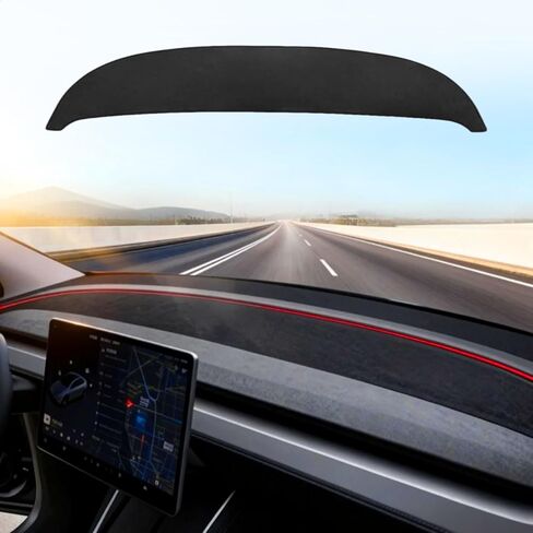 حصيرة غطاء لوحة القيادة متوافقة مع طراز Tesla Model Y Juniper 2025 2026، ملحقات حصيرة لوحة القيادة المصنوعة من الجلد السويدي بدون وهج لطراز Tesla الجديد Y Juniper (أسود) in Kuwait