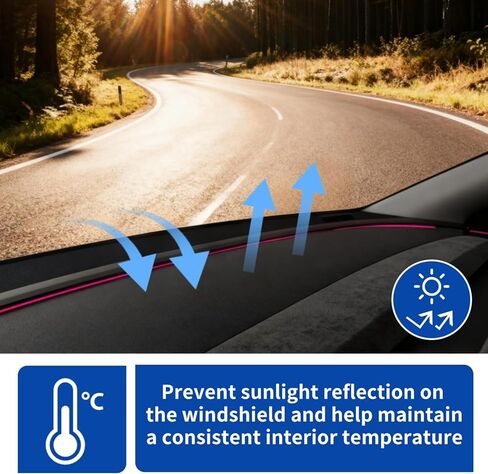 حصيرة غطاء لوحة القيادة متوافقة مع طراز Tesla Model Y Juniper 2025 2026، ملحقات حصيرة لوحة القيادة المصنوعة من الجلد السويدي بدون وهج لطراز Tesla الجديد Y Juniper (أسود) in Kuwait