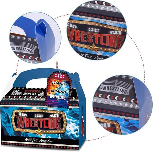 GRULLIN Wrestling Party Decorations Supplies - 24PCS Wrestling Man Birthday Favor Gift Boxes for Sport Lover Competiton Celebrating in Saudi Arabia