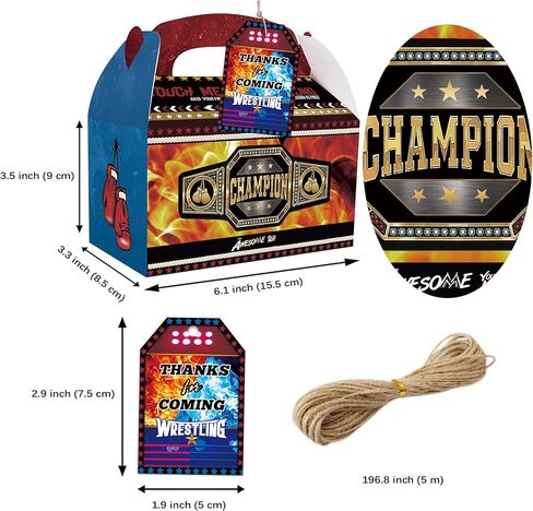 GRULLIN Wrestling Party Decorations Supplies - 24PCS Wrestling Man Birthday Favor Gift Boxes for Sport Lover Competiton Celebrating in Saudi Arabia