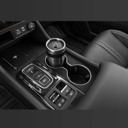 غطاء لوحة ناقل الحركة من ألياف الكربون لملحقات Honda Pilot 2023 2024 2025، واقي وحدة التحكم المركزية الداخلية، نمط ألياف الكربون in Saudi Arabia