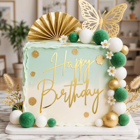 قطعة واحدة من أعلى كعكة عيد الميلاد الذهبية، مرآة من الأكريليك لتزيين الكيك، زينة لافتة عيد ميلاد سعيد لامعة لتزيين الكب كيك للذكرى السنوية، وحفلات الزفاف، ومستلزمات الحلويات والمعجنات الصغيرة in Saudi Arabia