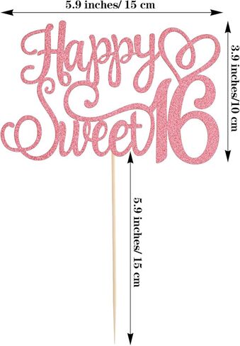 تزيين كعكة عيد الميلاد السادس عشر، قطعة علوية كعكة حلوة 16 قطعة من الذهب الوردي لتزيين كعكة عيد الميلاد اللامعة لاحتفالات الحفلات الـ 16 التي تحتفل بالذكرى السنوية لتزيين الحفلات in Kuwait