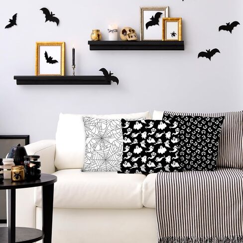 8Pcs Halloween Cotton Fabric Bundles Ghost Skull Bat Spider Web Fat Quarters Spooky Black White Quilting Patchwork for DIY Sewing Craft Decor, 18 x 22 Inch in Saudi Arabia