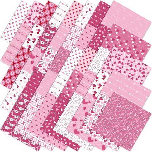 40Pcs Valentine's Day Fabric Squares Cotton Fabric Bundles Small Pink White Love Heart XOXO Sewing Fabrics for DIY Sewing Craft Decor, 10 x 10 Inch in Saudi Arabia