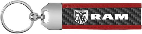 iPick Image for RAM Logo Real Carbon Fiber Strap with Red Leather Stitching Edge Key Chain - Official Licensed in Saudi Arabia