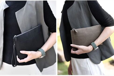 مجموعة حقيبة كلاتش للرجال من الجلد المحبب من POPSEWING يمكنك صنعها بنفسك، حقائب يد جلدية أصلية مصنوعة يدويًا للرجال، محفظة كبيرة للأعمال، حقيبة يد فاخرة، محفظة معصم in Kuwait