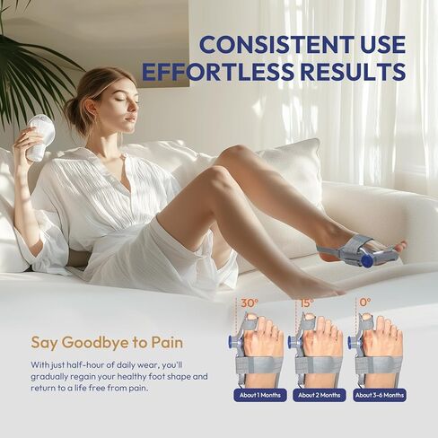 مصحح الورم للنساء والرجال عند إصبع القدم الكبير، جبيرة ورم قابلة للتعديل لتخفيف الورم، أداة فرد العظام لأصابع القدم مع حزام كعب مضاد للانزلاق ووسادة من السيليكون، مناسبة للقدم اليسرى واليمنى (1، رمادي) in Kuwait