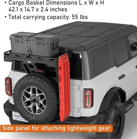 Hooke Road Bronco Spare Tire Cargo Basket Rack for 2021-2025 Ford Bronco 2/4 Doors (Exclude Bronco Sport), Rear Tailgate Storage Tray for Camping and Overlanding Gear in Saudi Arabia