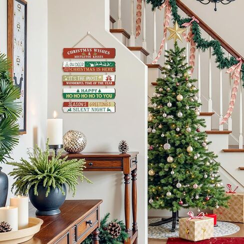 HPNIUB Winter Wooden Hanging Sign, Let It Snow Christmas Welcome Sign for Front Door, Farmhouse Snowflake Wall Art, Hot Cocoa Plaque for Home Indoor Outdoor New Years Wall Decor in Saudi Arabia