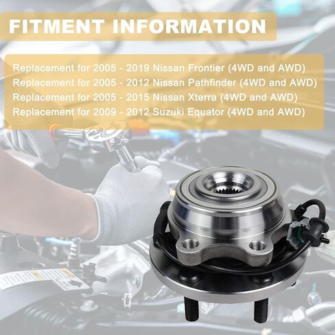 515065 Pair 2 Front Wheel Bearing and Hub Assembly for 4WD 2005-2019 Nissan Frontier, 2005-2012 Pathfinder, 2005-2015 Xterra, 2009-2012 Suzuki Equator in Kuwait